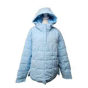Camel Crown Women Light Blue Quilted Puffer Anorak Winter Coat Hoodie XL